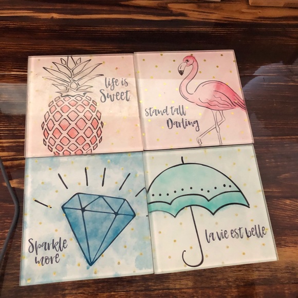 Set of 4 glass coasters - Picture 1 of 2